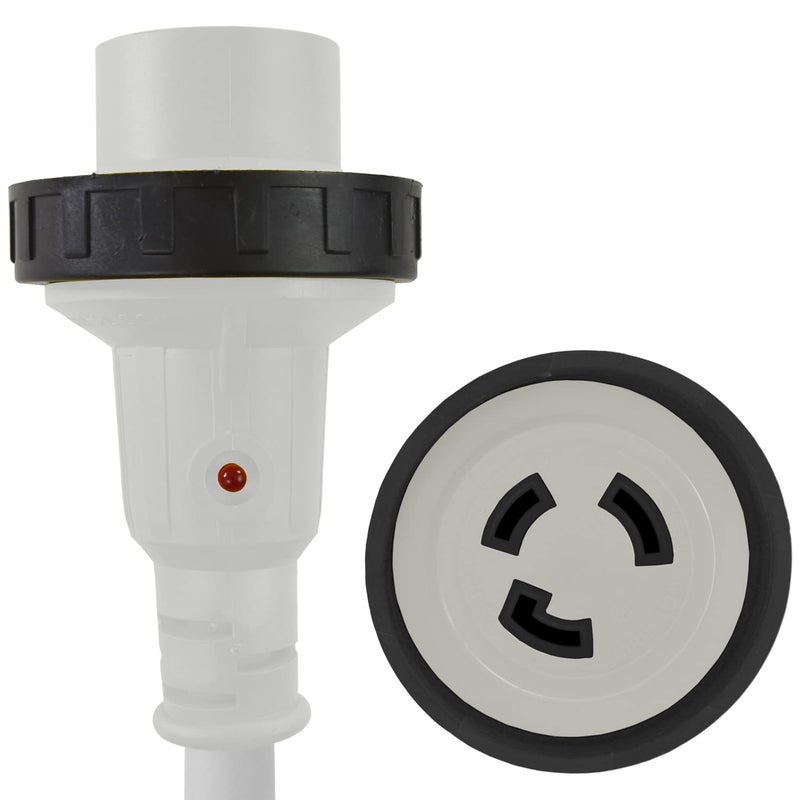 Conntek 17101-025RE Marine Shore Power 30 Amp Cordset with Light Indicator (White, 25-Feet) - Image 2